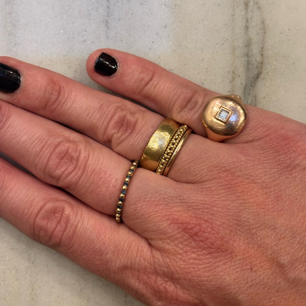 14k Rose Gold Signet Ring with Diamonds - Picture 9 of 10